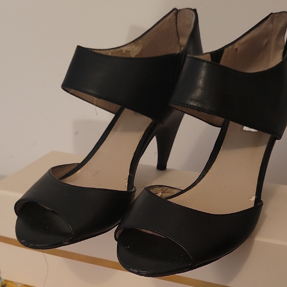 INC International Concepts Black Peep-Toe Heels